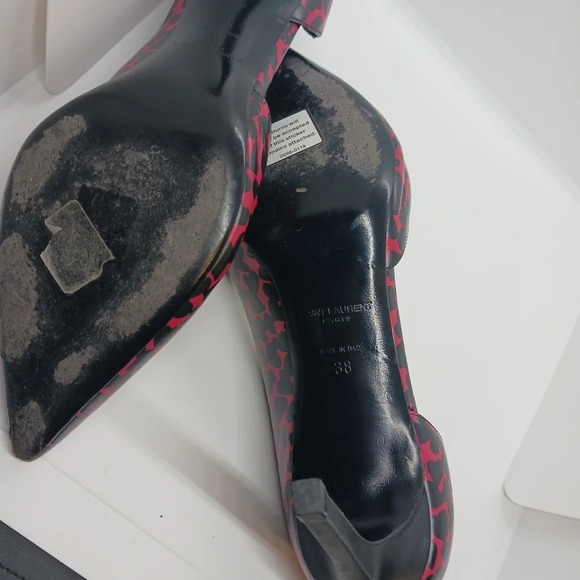 SAINT LAURENT red & black heart heels - Picture 7 of 11